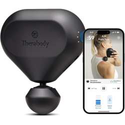 Therabody: TheraGun Mini 2.0 - Handheld Electric Massage Gun - Compact Deep Tissue Treatment for any Athlete On The Go - Portable Percussion Massager with QuietForce Technology & 3 Foam Attachments (Black)