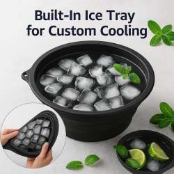 kindlife: Portable Foldable Silicone Ice Facial Bowl, for Home Ice Bath Facial Plunge Bowl, Black 