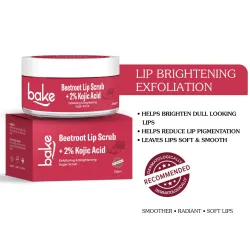 Bake Cosmetics: 2% Kojic Acid Beetroot Lip Scrub for Pigmented Lips with Sugar Granules for Dry & Pink Lips