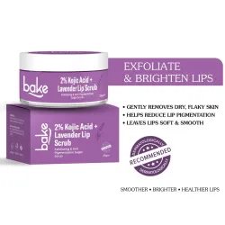 Bake Cosmetics: 2% Kojic Acid Lavender Lip Scrub for Pigmented Lips with Sugar Granules for Dry & Pink Lips