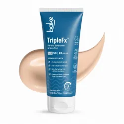 Bake Cosmetics: TripleFx SPF 50 PA++++ 3-in-1 Tinted Sunscreen for Broad Spectrum UVA/UVB Protection, Skin Tint & Even Skin Tone - Porcelain Light 50gm