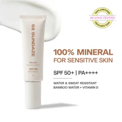 52 Sundaze: Mineral Sunscreen SPF 50 PA++++ | For Senitive Skin | In-Vivo Tested | Blue Light & Pollution Protection | No White Cast | Zinc & Iron Oxide | Fragrance Free | 50g