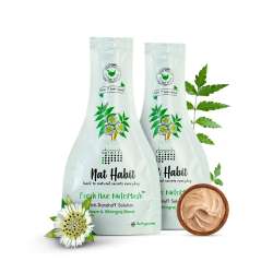 Nat Habit: Neem Bhringraj Blend Nutri Mask - Hair Mask For Dandruff, Scalp Itchiness, Conditioning, Smoothening & Shine, Suitable For All Hair & Scalp Types (Pack of 2 x 40g)