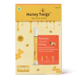 Honey Twigs: Honey Twigs Turmeric Honey and Lakadong Black Pepper - 240gm - 30 Sachets