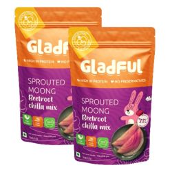 Gladful: Beetroot Protein Sprouted lentils & millets Instant Chilla  Dosa Mix - 200 gm (Pack of 2)