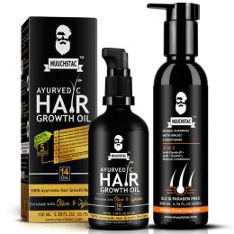 Muuchstac: Hair Care Kit of Ayurvedic Hair Growth Oil & Herbal Shampoo -  100ml & 200ml
