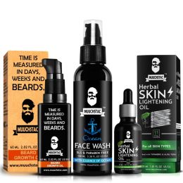 Muuchstac: Muuchstac Beard Ocean Face Wash, Growth Oil & Skin Brightening Oil - 60ml, 30ml & 100ml