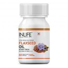 INLIFE: Flaxseed Oil Omega 3, 6, 9 Fatty Acid Supplement 500 mg - 60 Capsules