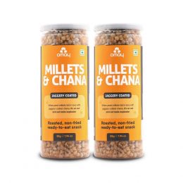 Omay Foods: Millets & Chana - Jaggery Coated - Pack of 2 - 55gm Each