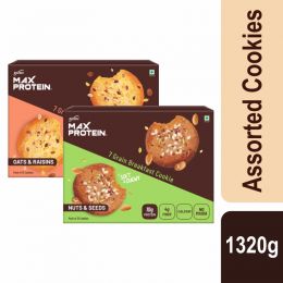 RiteBite Max Protein: RiteBite Max Protein 7 Grain Breakfast Cookies - Nuts & Seeds 660 g - Pack of 12 ( 55g x 12 ) + Oats & Raisins 660 g - Pack of 12 ( 55g x 12 )
