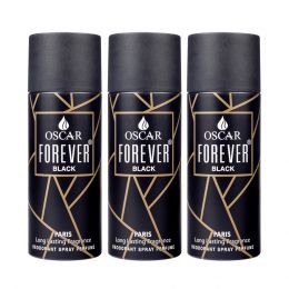 Oscar: Forever Black Deodorant Spray Perfume Long Lasting Woody Aromatic Fragrance - 150ml (Pack of 3)