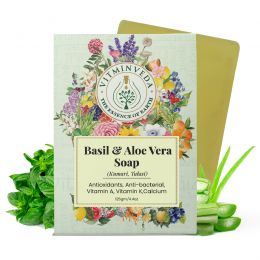 VITMINVEDA: Aloe Vera & Basil Herbal Soap Bar - 125 gm