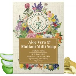 VITMINVEDA: Multani Mitti & Aloe Vera Herbal Soap Bar - 125 gm