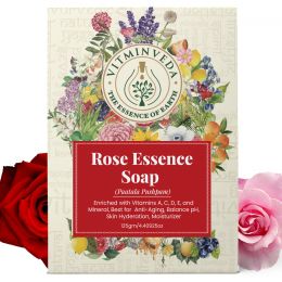 VITMINVEDA: Natural Rose Essence Herbal Soap Bar - 125 gm
