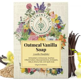 VITMINVEDA: Natural Vanilla Oatmeal Herbal Soap Bar - 125 gm