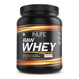 INLIFE: 100% Raw Whey Protein Powder Concentrate Powder- Unflavoured - 500gm - 16 servings