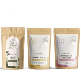 Ecotyl: Organic Turmeric Powder, Organic Kasuri Methi & Natural Himalayan Pink Salt Combo