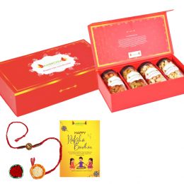 Ambrosia: Premium Dry Fruits Gift Box with Rakhi Tikka & Greeting Card 800g