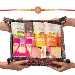 Eat Better: Rakhi Hamper for Brother in Patola Art Tray -10 Items