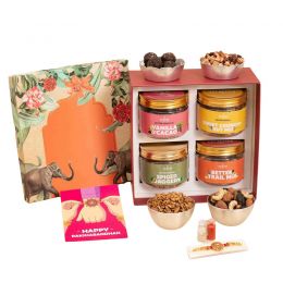 Eat Better: Royal Gift Hamper with Rakhi & Premium Dry Fruit Jars - 7 Items