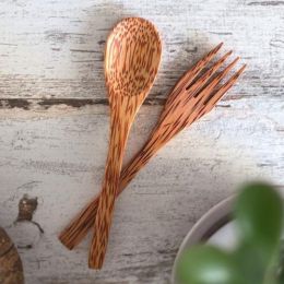 Thenga: Coconut Wood Spoon & Fork - Pack of 2 Each