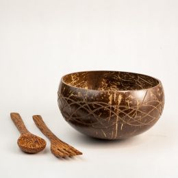 Thenga: Wave Jumbo Coconut Bowl with Spoon & Fork