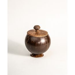 Thenga: Coconut Shell Container with Lid & Small Spoon