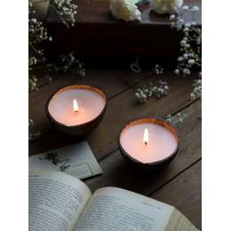 Thenga: Coconut Shell Eco-Friendly Candle/Diya - Set of 2