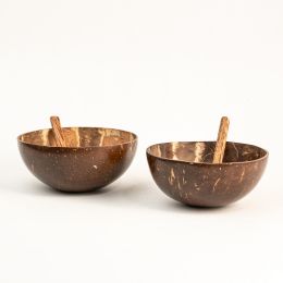 Thenga: Mini Random Coconut Bowl/Shell with Spoon - Set of 2