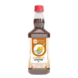 Indic Wisdom: Wood Pressed Mustard Oil 500 ml (Cold Pressed Mustard Oil - Extracted on Wooden Churner)