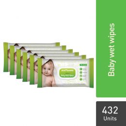 Sirona: BodyGuard Premium Baby Wet Wipes with Aloe Vera & Vitamin E - Pack of 6 - 72 Wipes Each