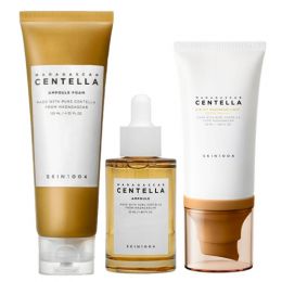SKIN1004: Madagascar Centella Ampoule Foam Cleanser -125ml, Ampoule -55ml & Air-Fit Suncream Light - 50ml