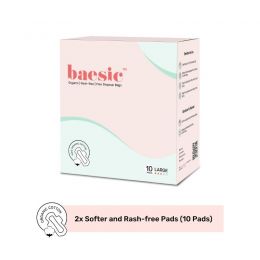 Baesic: 2X Softer & Rash-Free Organic Sanitary Pads For Regular Flow - 10 Pads