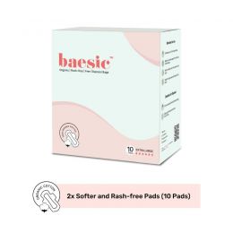Baesic: 2X Softer & Rash-Free Organic Sanitary Pads For Heavy Flow - 10 Pads