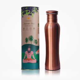 Sarveda: Sarveda Curved Plain Copper Water Bottle - 1 Litre