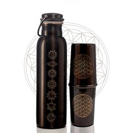 Sarveda: 7 Chakra Vintage Copper Water Bottle with 2 Glasses