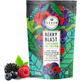 Green Protein: Berry Blast Flavoured Pea Protein Pouch - 500gm