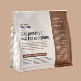 The Whole Truth:  Protein for Everyone  Beginners Protein Powder  Cold Coffee 1 kg  15g Protein/Scoop  Clean, Light & Easy to Digest  No Artifical Flavours & No Artificial Sweetener
