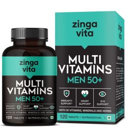 Zingavita: Multivitamin for Men 50+ Age with 50 Vitamins, Minerals, L-Arginine, Ginseng - 120Tablets