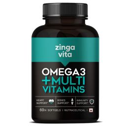 Zingavita: Omega 3 Fish Oil 1000mg Capsules with Multivitamin, Ginseng & Ashwagandha - 120 Softgels