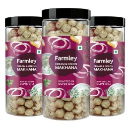 Farmley: Roasted & Flavored Makhana - Cream N Onion Farmley Jar (83g each)- Pack of 3
