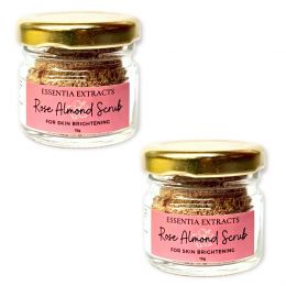 Essentia Extracts: Rose Almond Skin Brightening Scrub,  Face & Body -  2*15gm