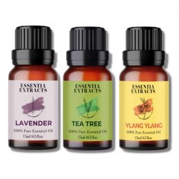 Essentia Extracts: Combo Of Combo Of Lavender,  Tea Tree And Ylang Ylang Essential Oil,  45ml (15*3 ml)