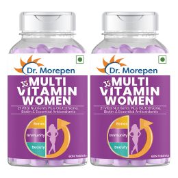 Dr. Morepen: Multivitamins for Women with Calcium & Herbal Extracts for Energy & Immunity Boost - 60 Veg Tablets Pack of 2