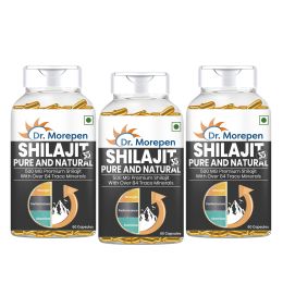 Dr. Morepen: Shilajit Capsules for Strength, Stamina, Vigour & Vitality - 60 Capsules Pack of 3