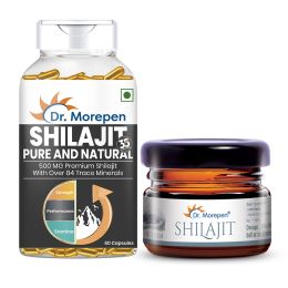 Dr. Morepen: Natural & Pure Shilajit Resin, Ayurvedic Energy Booster & Stamina Enhancer - 15gm and Shilajit Capsules - 60 Capsules