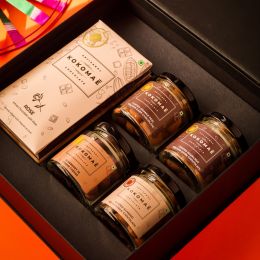 Kokomae: Festival of Colors: Holi Belgian Chocolate Delights with 5 Chocolate Bars & 4 Jars