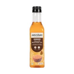 anveshan: Wood Cold Pressed Kachi Ghani Yellow Mustard Cooking Oil - 500ml
