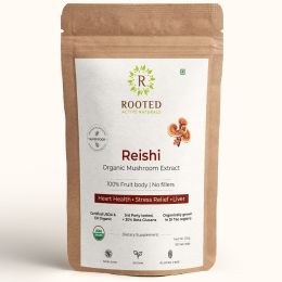 Rooted Active Naturals: Reishi mushroom Extract Powder (120 g) | Heart health, Stress Relief, Liver.  supportUSDA Organic, 30% Beta Glucans
