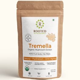 Rooted Active Naturals: Tremella Mushroom Extract  (45 g) |Beauty, Skin Glow, Collagen booster, Hyalyronic acid, Hydration| USDA Organic, 45% Beta Glucans